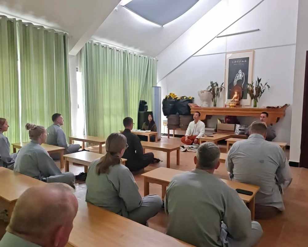 image shows the people doing shaolin kung fu zen