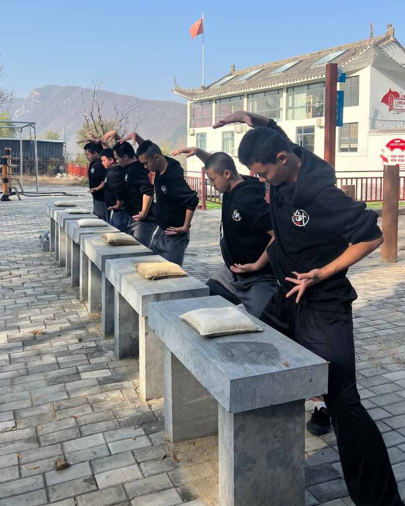 image shows people doing shaolin kung fu