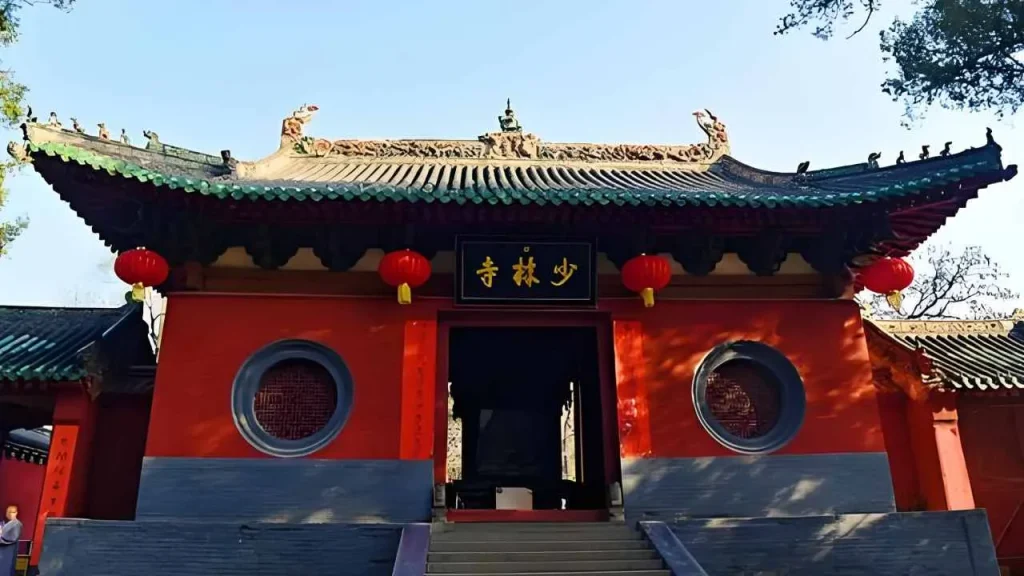 the shaolin temple is shown in the image, a location to visit shaolin temple